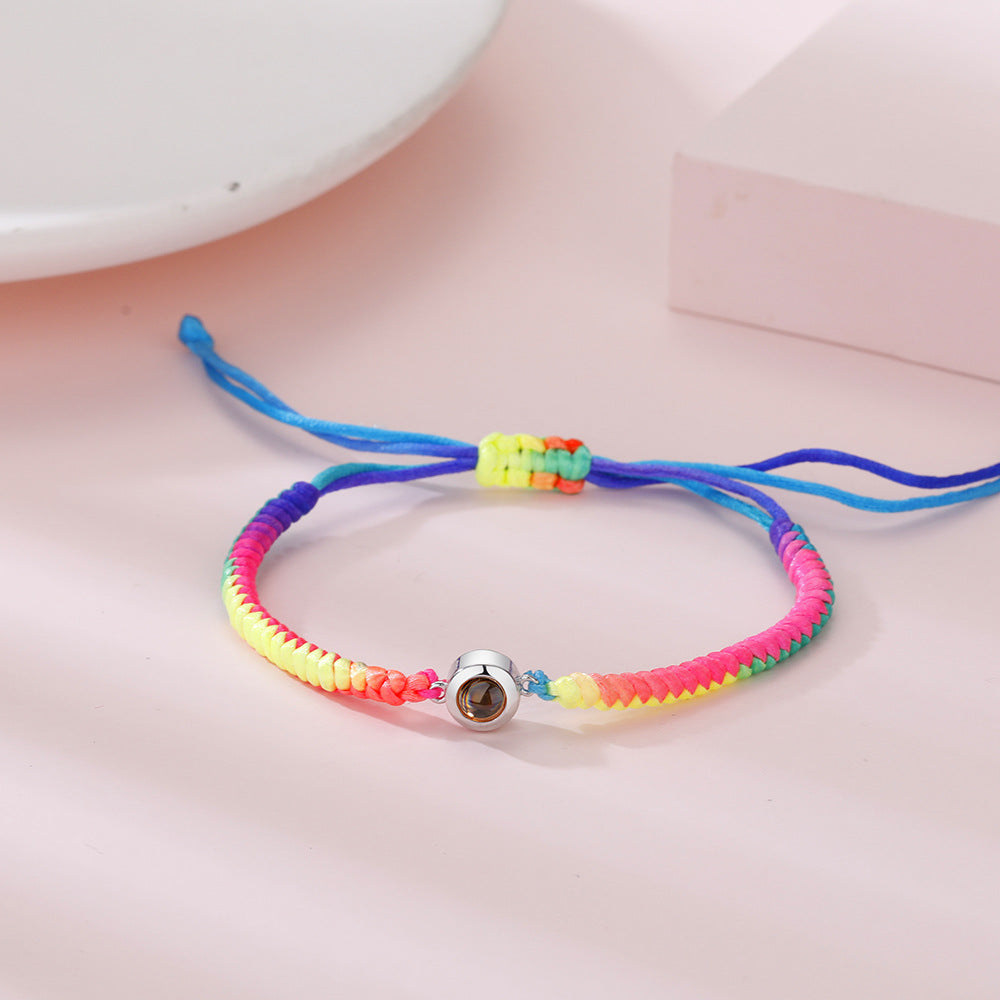 Photo projection colorful couple braided bracelet