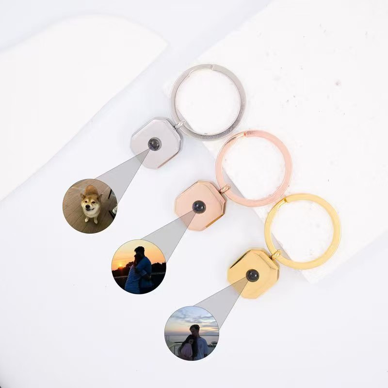 Photo projection square necklace