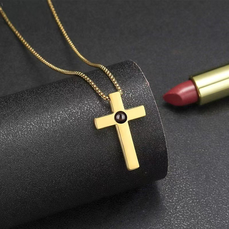 Photo Projection Cross Necklace