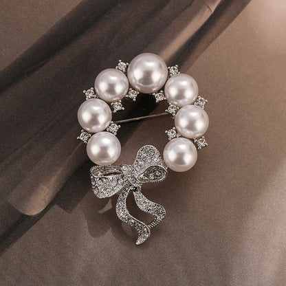 High-grade zircon pearl butterfly brooch simple niche clothing women's accessories