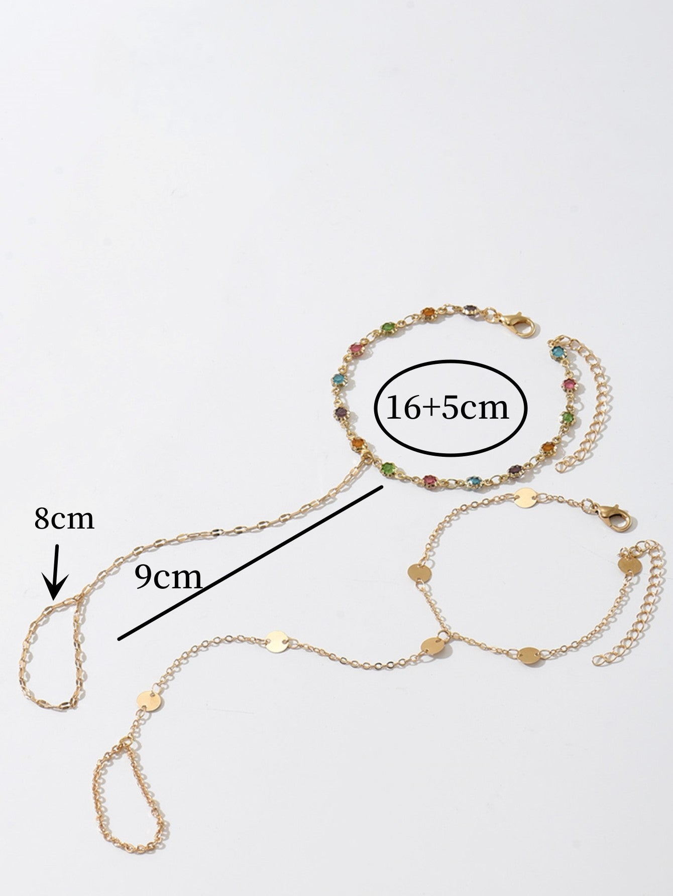 Zircon Four-Leaf Clover Colored Diamond Finger Necklace