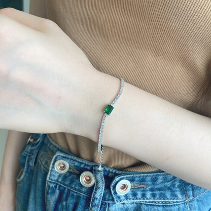 Pulsera de tenis de lujo con circonita esmeralda