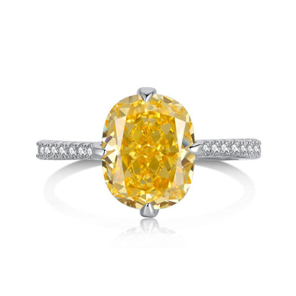 Anillo clásico de circonita con diamante de alto carbono y corte de flor de hielo brillante y noble