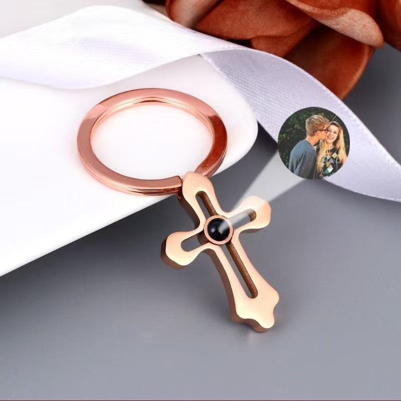 Photo Projection Cross Necklace