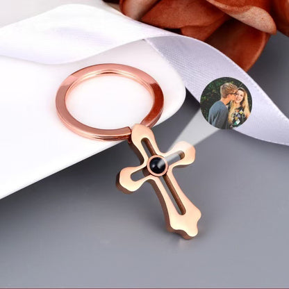 Photo Projection Cross Necklace