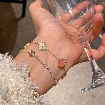Zirconia Flower Lobster Clasp Bracelet