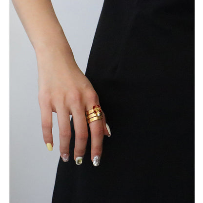 Anillo de flores con goteo de aceite colorido vintage de estilo chino