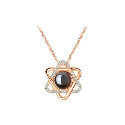 Photo projection six-pointed star necklace