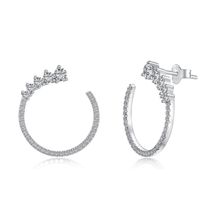 Pendientes de circonitas micropavimentadas con diseño de aro de moda