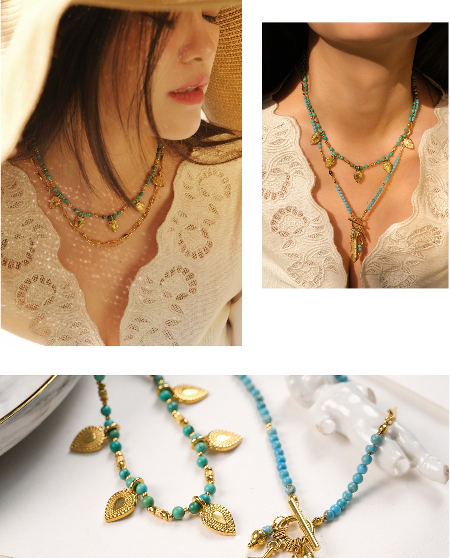Basket of gold leaf necklace