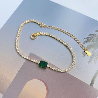 Pulsera de tenis de lujo con circonita esmeralda