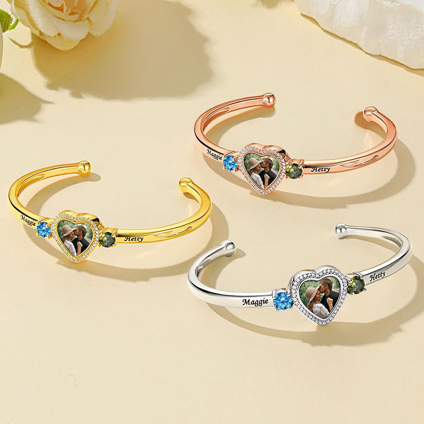 Custom photo heart photo bracelet