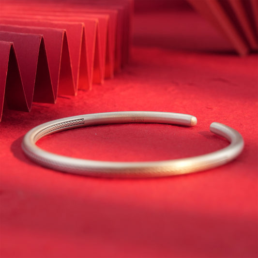 Chinese style double-sided twisted wire sterling silver bracelet