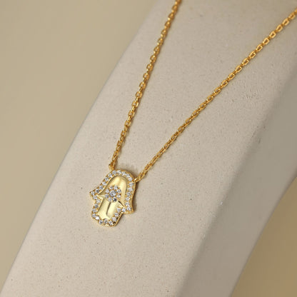 Collar de circón con palma y personalidad de moda