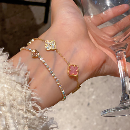 Zirconia Flower Lobster Clasp Bracelet