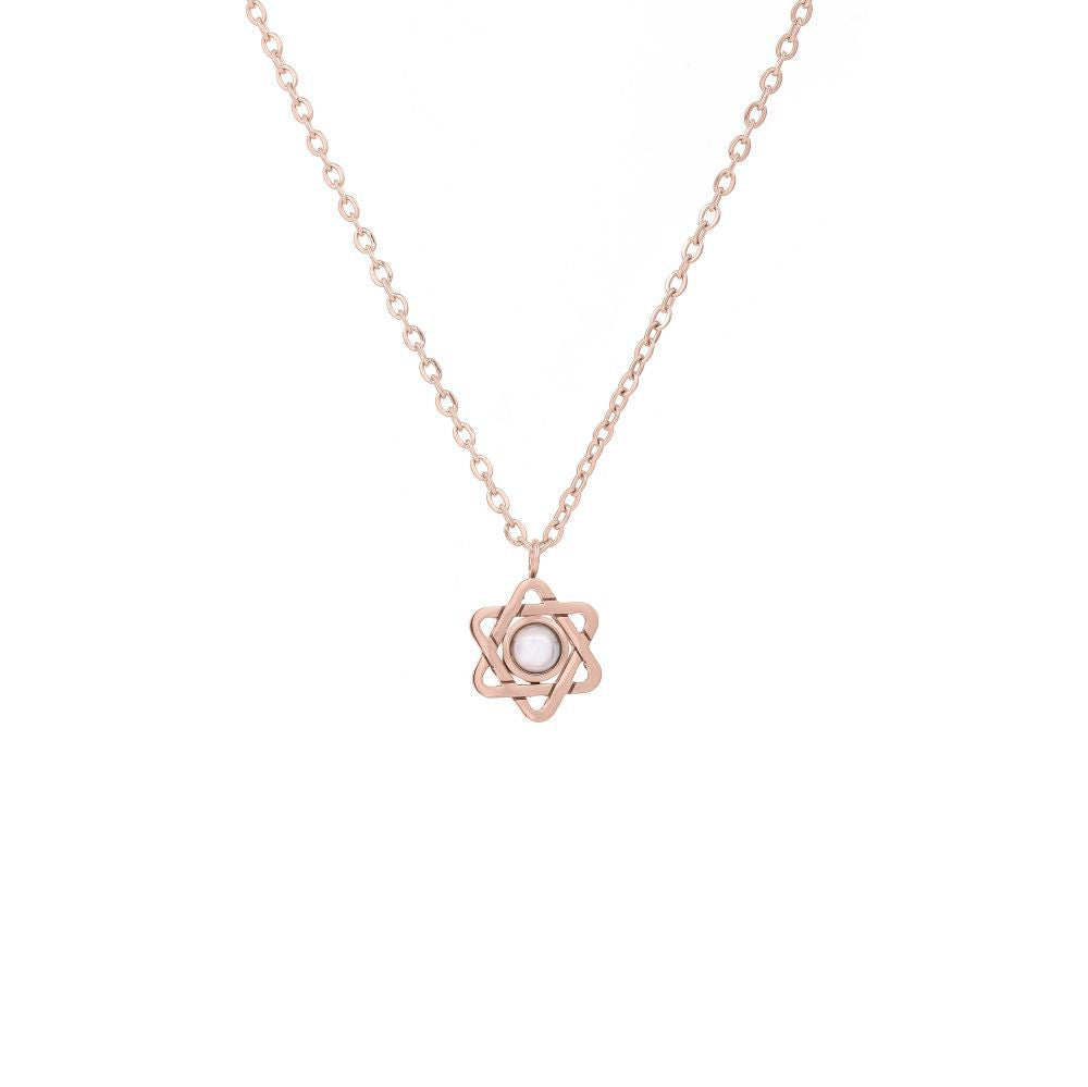 Photo projection six-pointed star necklace