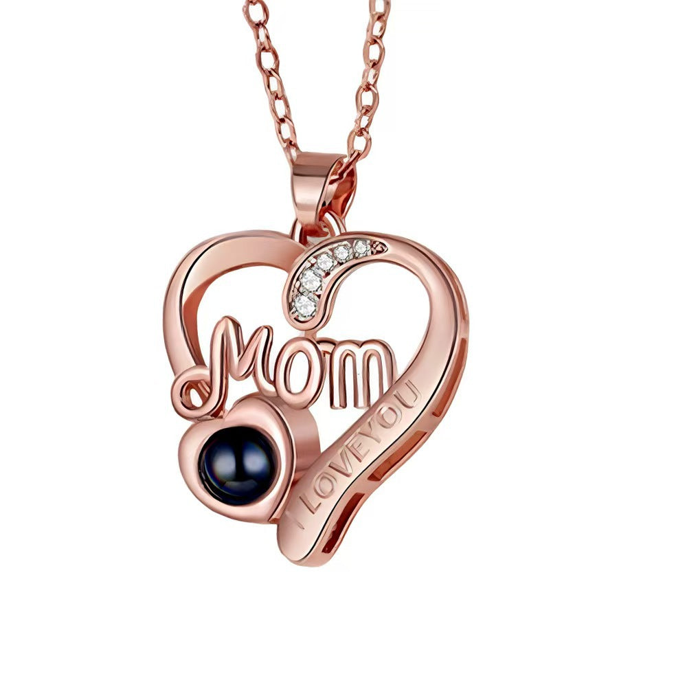 Photo projection MOM heart necklace