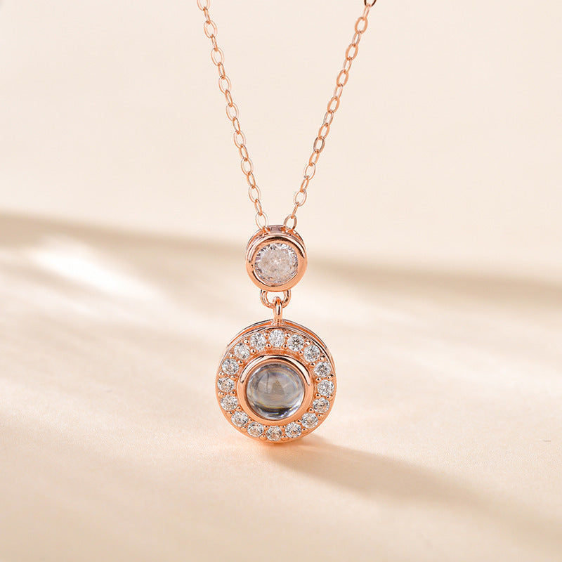 Photo projection zircon necklace