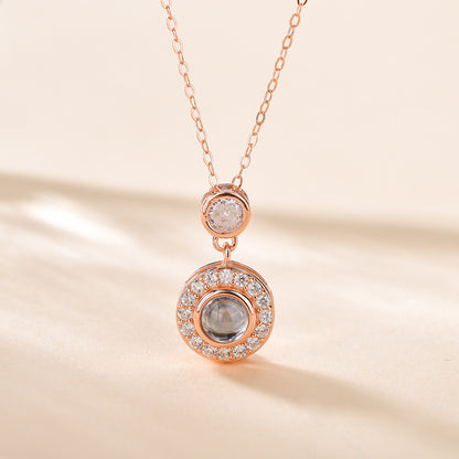 Photo projection zircon necklace