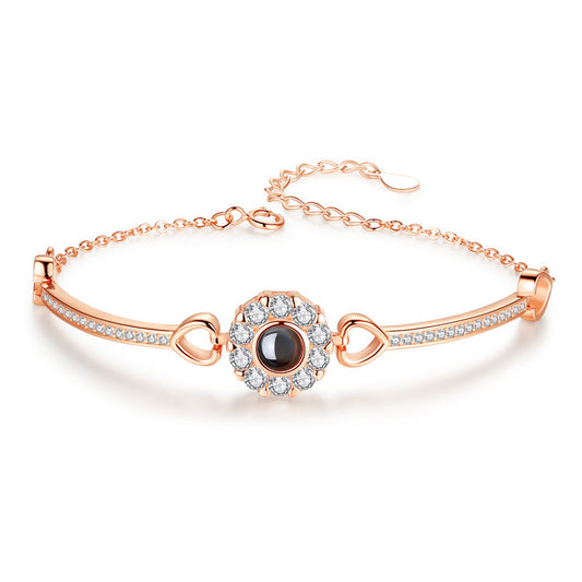 Photo projection zircon sunflower bracelet