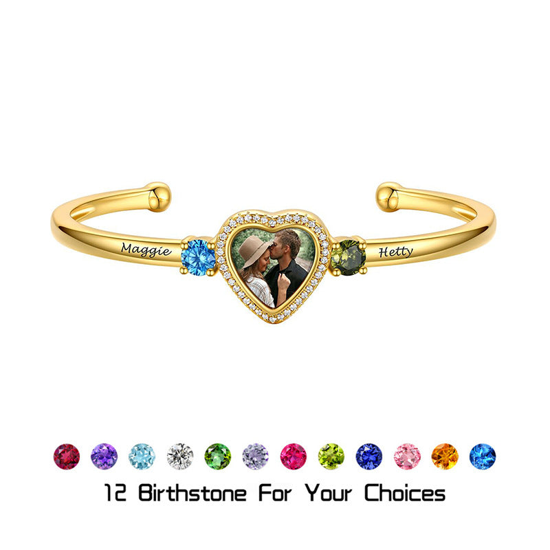 Custom photo heart photo bracelet