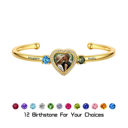 Custom photo heart photo bracelet