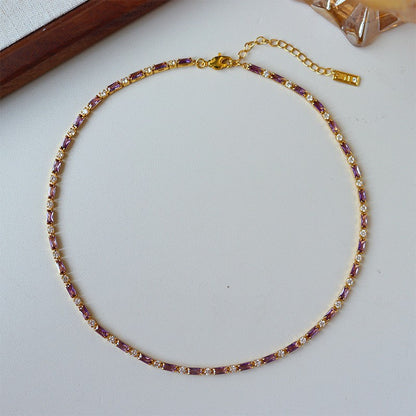 Pulsera de circonitas coloridas con personalidad retro sencilla