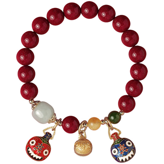 سوار صيني جديد رائع من الذهب الأرجواني والزنجفر الرملي، سوار ذهبي قديم الطراز على شكل وحش يبتلع