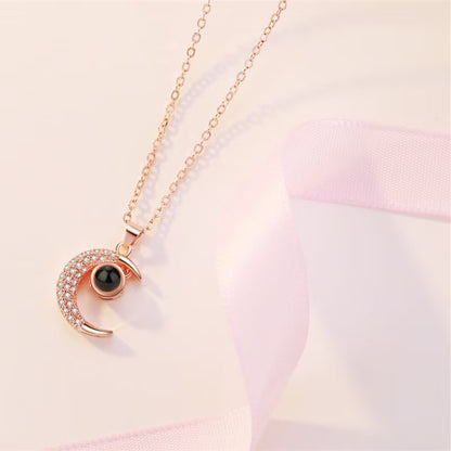 Photo Projection Moon Pendant Necklace