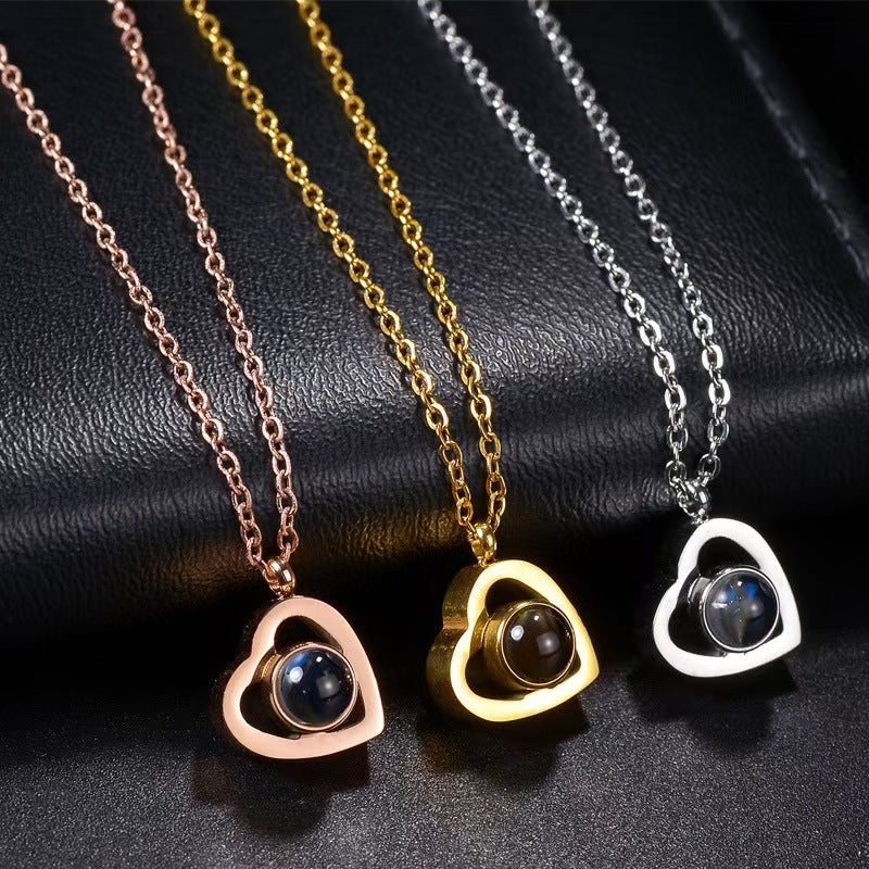 Photo Projection Heart Necklace