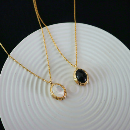 Vintage Personalized Black Natural Stone Women's Necklace