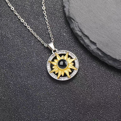 Photo projection sunflower necklace