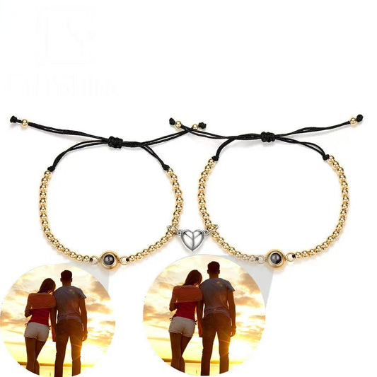Pulsera de piedra magnética tejida con proyección fotográfica 