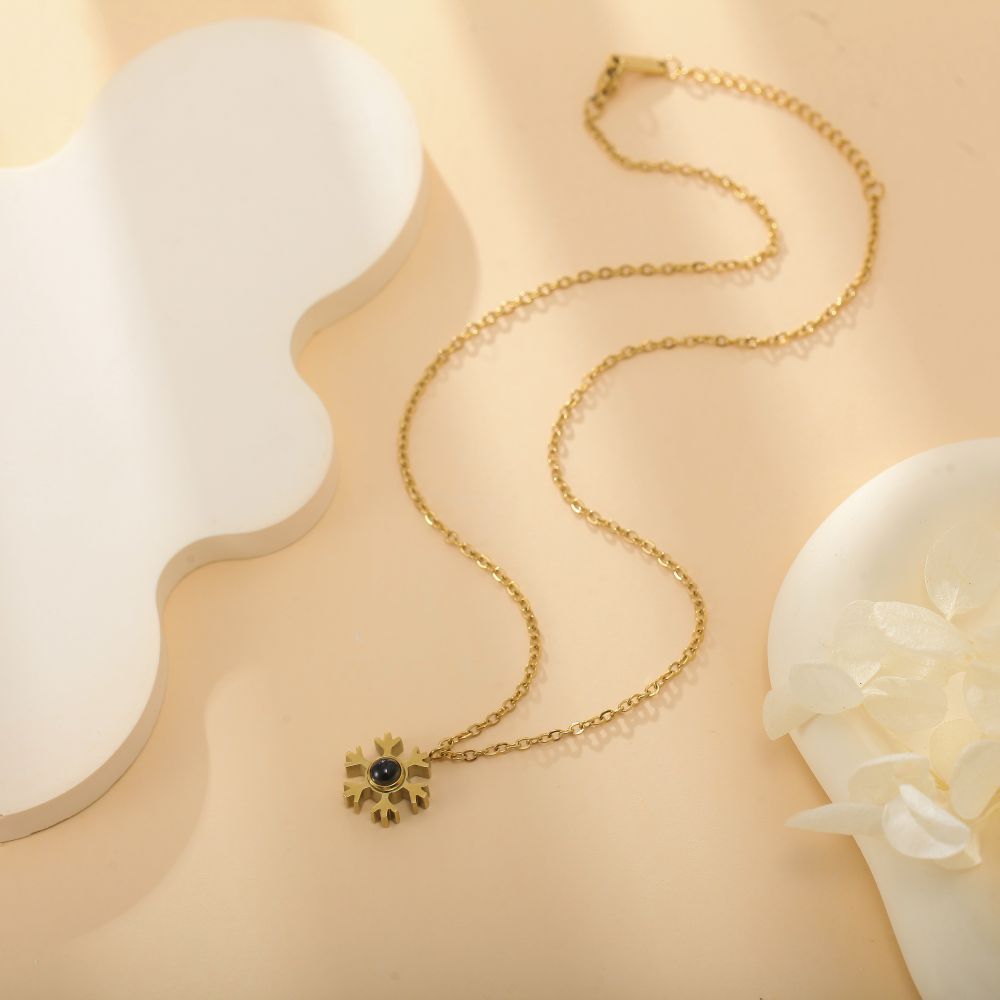 Projection Photo Snowflake Necklace