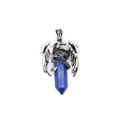 Vintage flying dragon hexagonal column crystal pendant