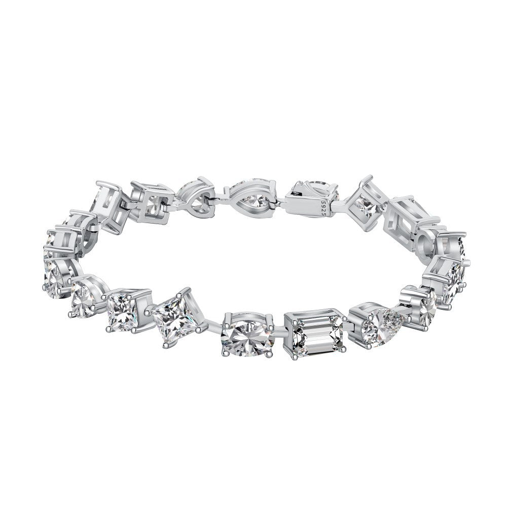 Pulsera elegante de alta gama con circonitas y diamantes en plata de ley.
