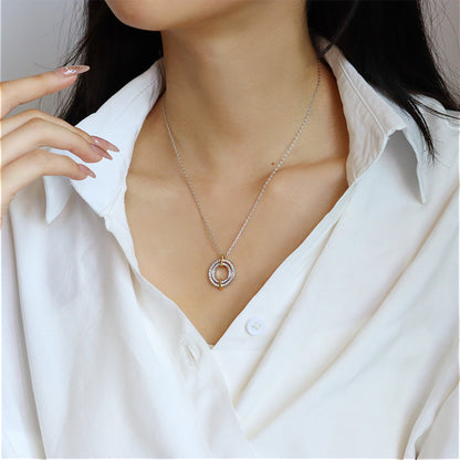 Novelty retro zircon double ring necklace women's accessories