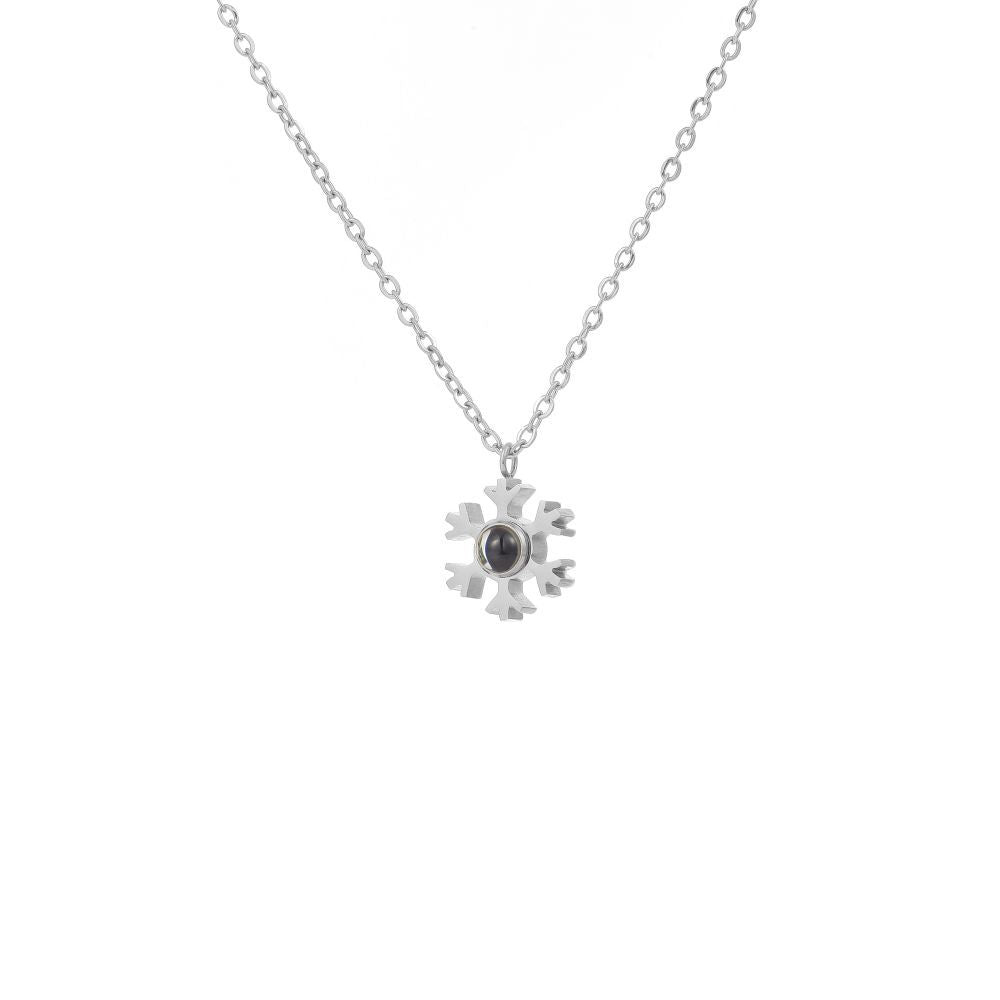 Projection Photo Snowflake Necklace