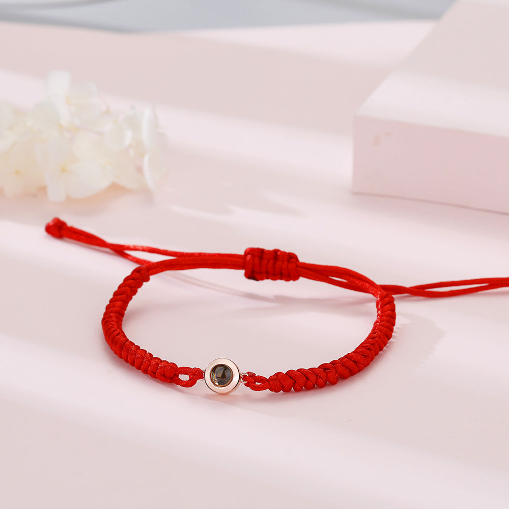 Photo projection colorful couple braided bracelet