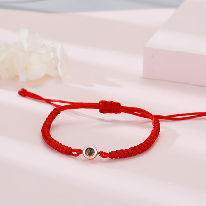 Photo projection colorful couple braided bracelet