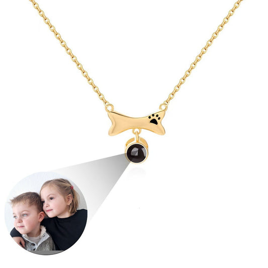 Photo projection dog paw necklace