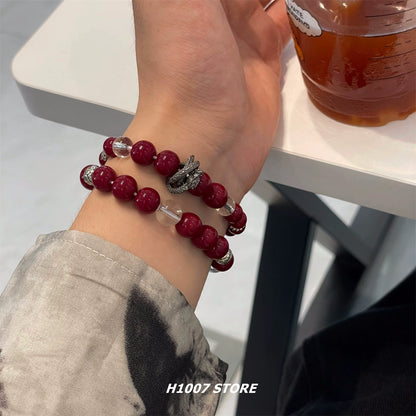 سوار رجالي جديد من الخرز الزجاجي على شكل شبح جبلي على الطراز الصيني القديم 