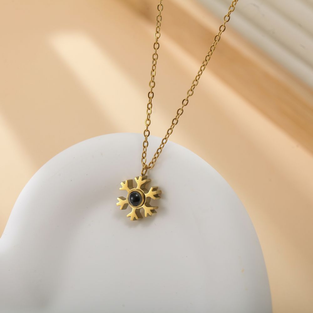 Projection Photo Snowflake Necklace