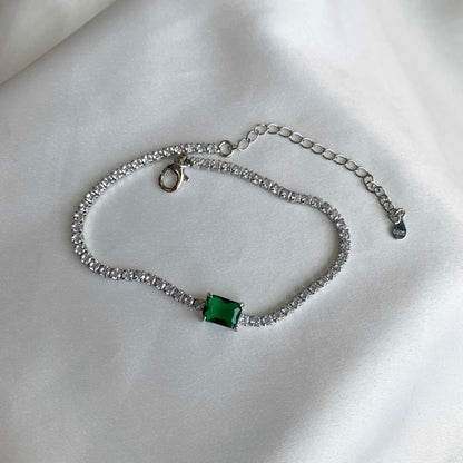 Pulsera de tenis de lujo con circonita esmeralda