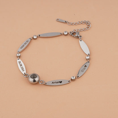 Photo projection engraving couple bracelet
