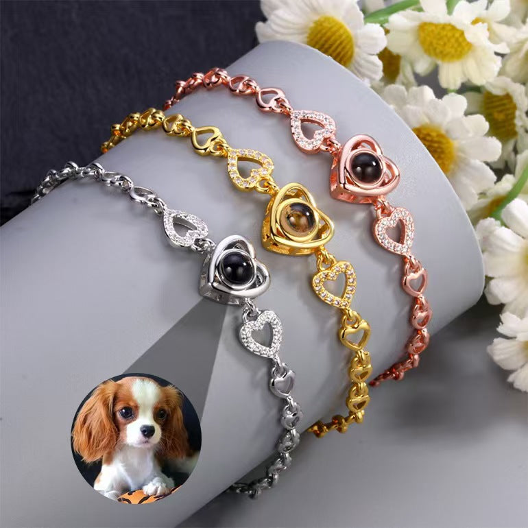 Pulsera de proyección de fotos en forma de corazón 