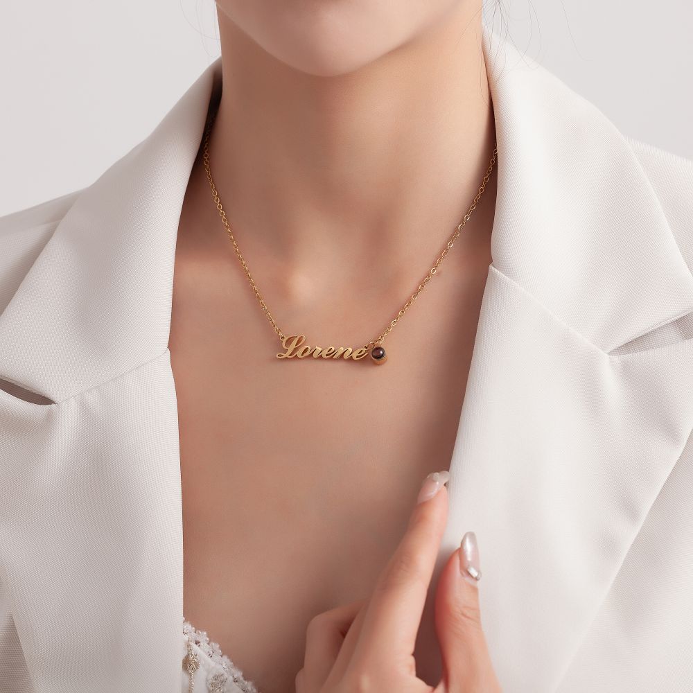 Photo projection letter necklace
