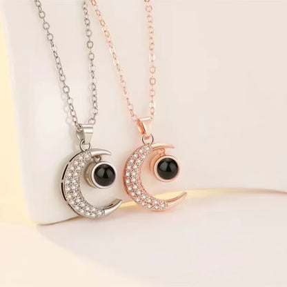 Photo Projection Moon Pendant Necklace