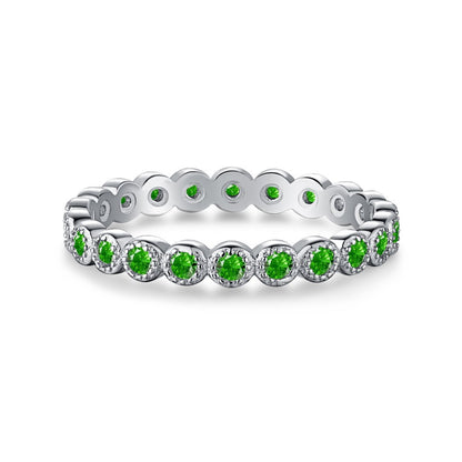 Anillo retro de esmeralda con circonita de alta gama