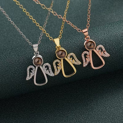 Photo Projection Angel Wings Necklace